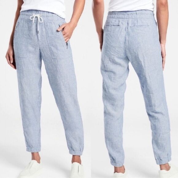 Athleta Cabo Linen Jogger Chambray Blue Size 2 - Picture 1 of 11